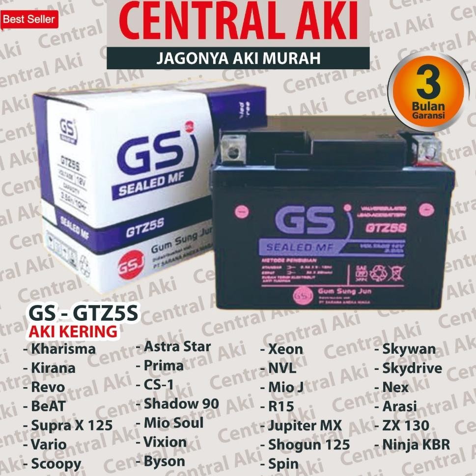 100% Ori Ed-76 Aki Motor Gtz5S 5Ah Aki Kering Yamaha Mio Soul Mio Soul Gt Mio M3 Mio J Mio Gt Mio Z 