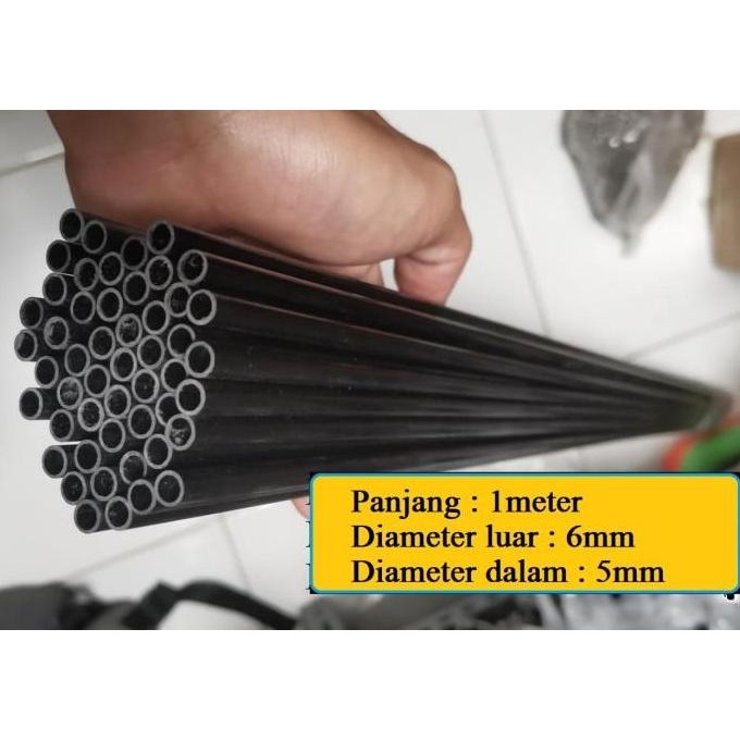 (Good) 1meter Pipa karbon Carbon Tube 6x5mm OD 6mm ID 5mm 6x5 mm diameter 5mm