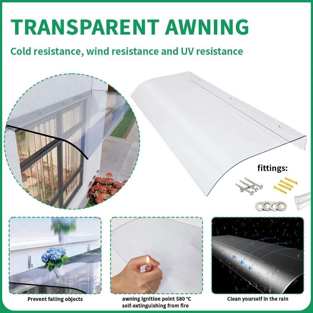 Kanopi Atap Transparan/ Kanopi Plastik Atap Balkon Rumah Tangga /Anti Uv Dan Hujan