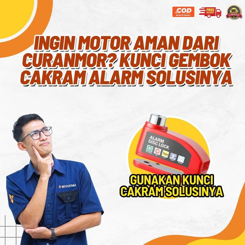 Gembok Cakram Alarm Anti Maling - Disc Lock Kunci Alarm Gembok Motor - Kunci Cakram Sepeda Motor Coc