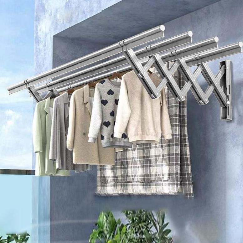 Jemuran dinding lipat / Jemuran Baju Pakaian Dinding 100cm 160CM-200CM/Jemuran Lipat Dinding 3 Batan