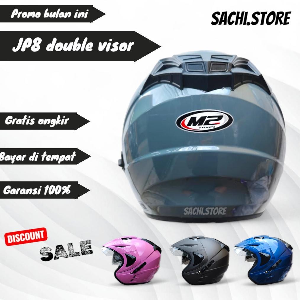 Helm Half Face Double Visor Jp8 Model Ink T1 | Helm Dewasa Double Visor