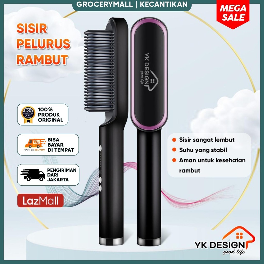 [ TERLARIS ] Catok Sisir Pelurus Rambut Hair Straightener Curler 2 in -  1 YK DESIGN YK-1621catokan 