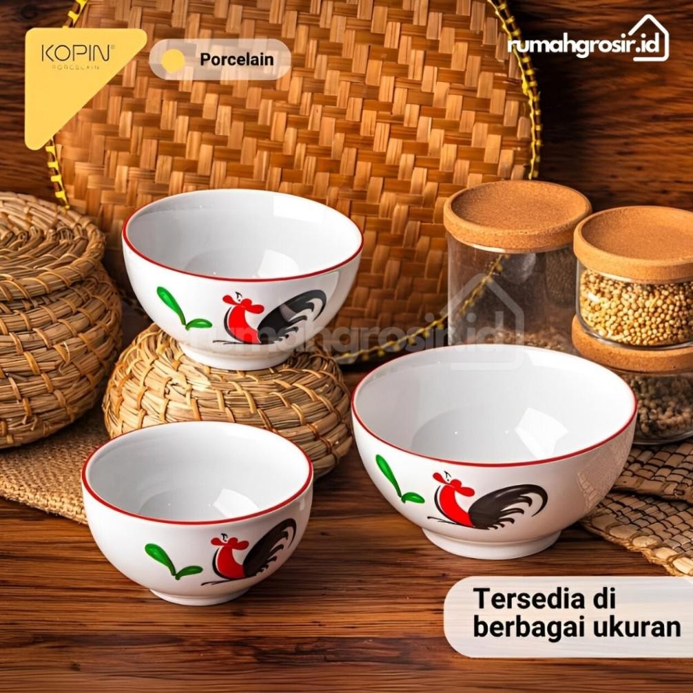 Kedaung Mangkuk Sayur / Vegetable Bowl Kukuruyuk 4'5 Inc Mangkok Nasi Kopin Ayam Jago Ukuran 4,5 Inc