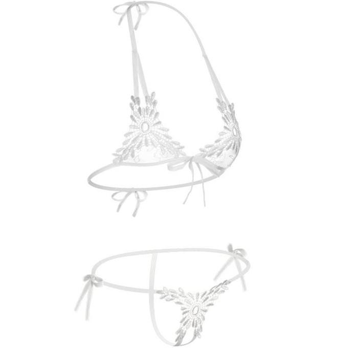 Lingerie Sexy Hot Bikini Hollow Open Crotch Transparan Bra Set B09