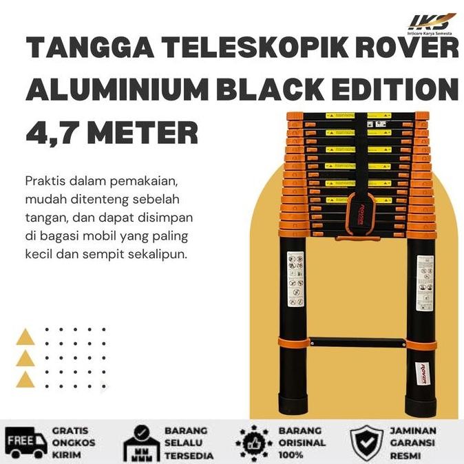(:(:(:(] ROVER Tangga Teleskopik Aluminium 4,7 Meter Black Edition