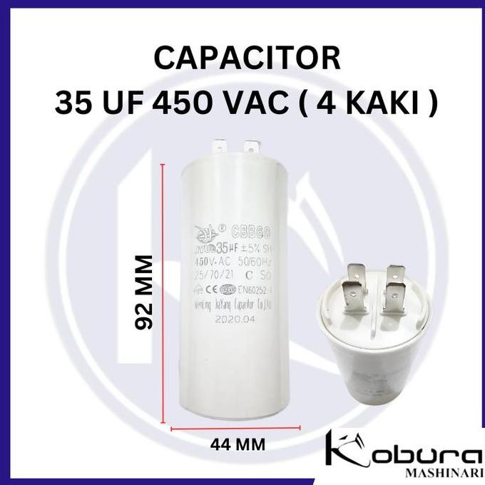 Capacitor CBB60 Kapasitor 35 UF 450 VAC 4 Kaki / 4 Pin Submersible Pump Untuk Mesin Elektromotor Pom