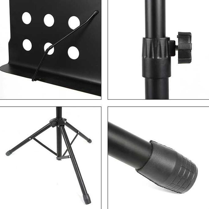 Stand Teks Buku Lagu Partitur Musik Tripod Tray Sheet Book Besar Dengan Penjepit Paduan Suara Orkest