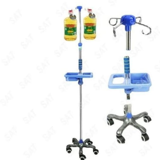 Tiang Infus Roda Abs 5 Stand Infus Portable Stainless Ketinggiannya Adjustable