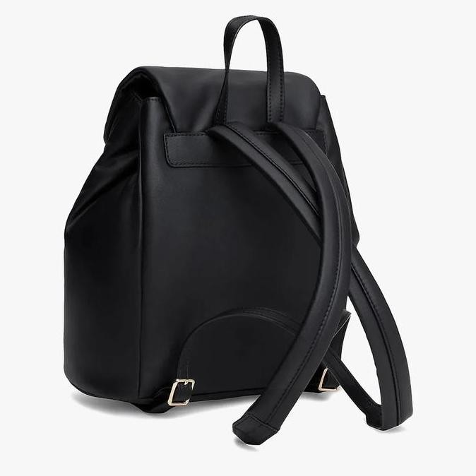 ready stock Tommy Hilfiger - TH Monogram Flap Backpack Ransel Wanita - Black