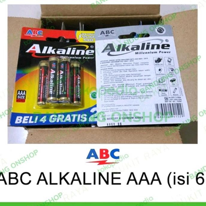 ABC ALKALINE AAA 1,5V ISI 6 PCS BATRE BATERAI 1,5V ALKALINE AAA 6X ABC murah