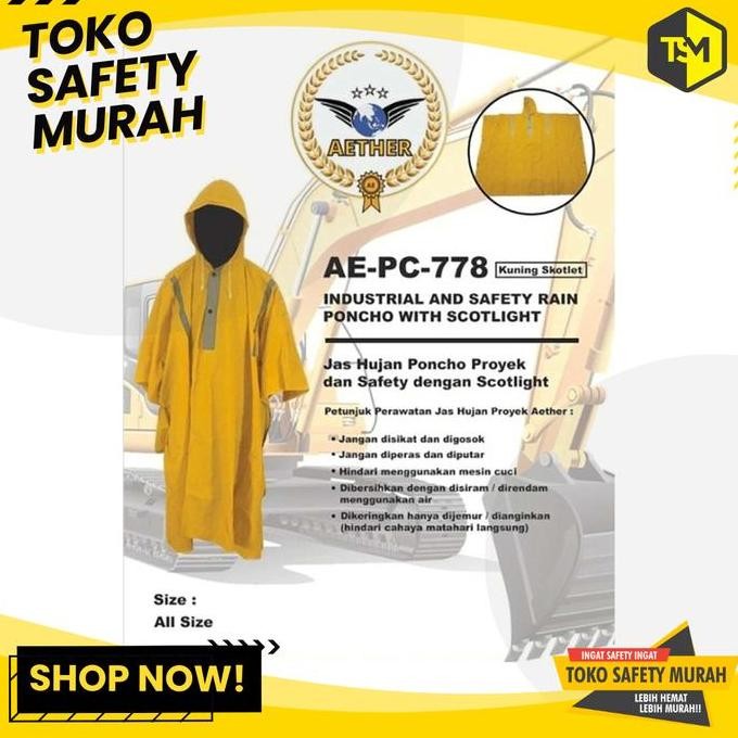 Jas hujan Safety Proyek Kuning Ponco Lengan Terusan Raincoat Baju