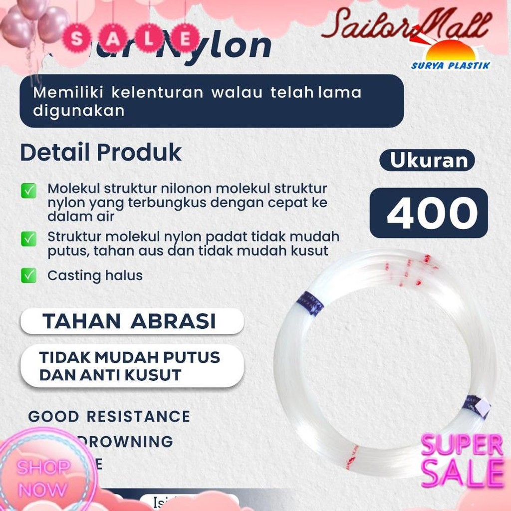 Original Senar Cap Ikan Kakap  Ukuran 400 (25)  per Roll /Tali Senar Pancing / Senar Layangan