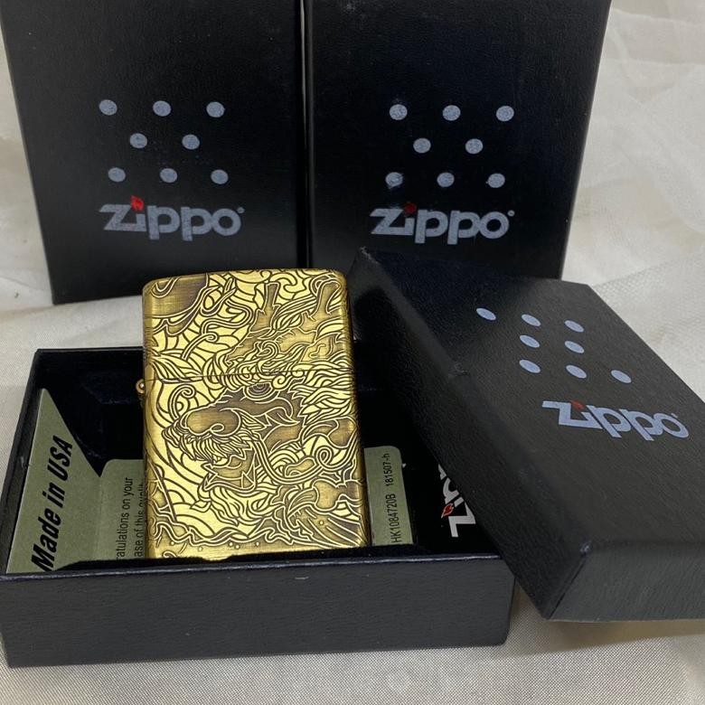 Zippo Motif Grafir Full Batik Naga Gold