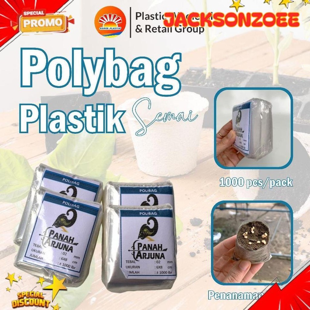 Grosir Polybag semai 6x7 plastik semai/polybag benih 1ikat= 1000pcs Polybag cabai