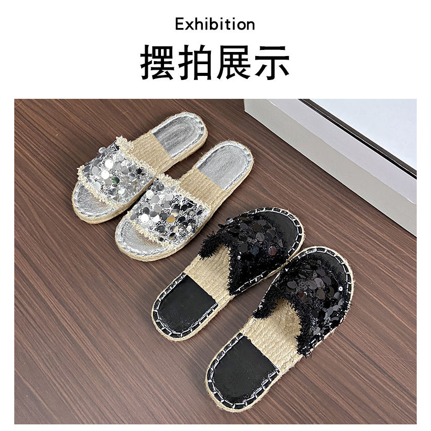 Sandal Wanita Gaya Chanel dengan Sol Tebal, Slip-On Penuh Pita yang Modis dan Serbaguna