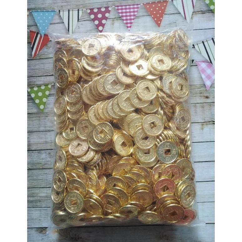 Grosir koin coin cina emas atg silver plastik hiasan imlek cny 1 pon