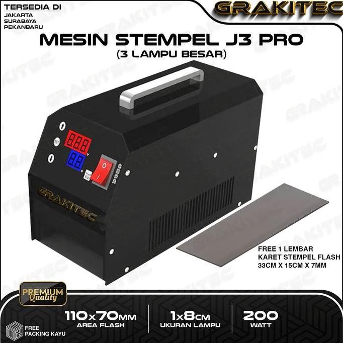 GRAKITEC MESIN STEMPEL FLASH GKJ3PRO 3 LAMPU KUALITAS IMPORT ORIGINAL DAN TERPERCAYA
