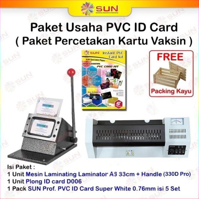 PAKET USAHA CETAK  PVC ID CARD TERDIRI DARI MESIN LAMINATING, ALAT POTONG/PLONG ID CARD, PVC ID CARD