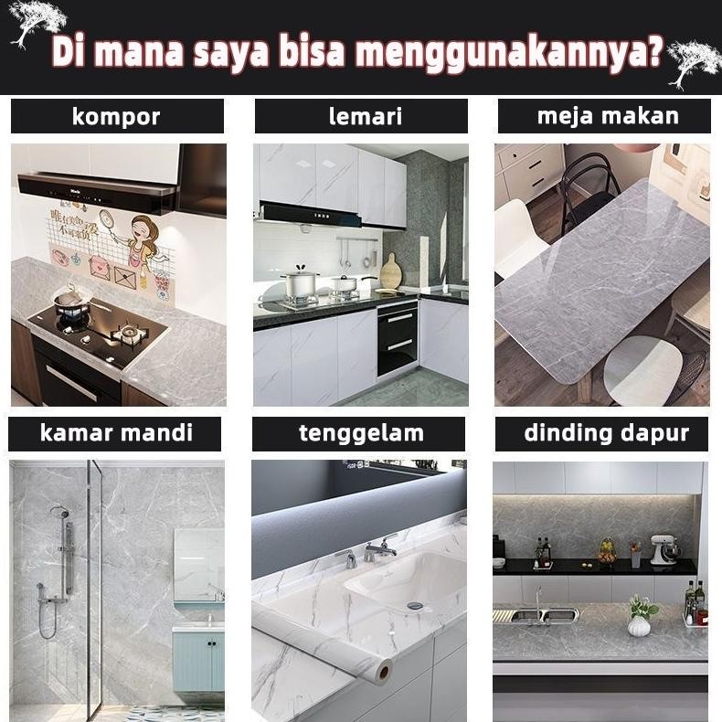 stiker dapur marmer glossy 60cmx1m Kitchen Motif Marble Marmer Anti Minyak Tahan Pana Dapur Glossy S