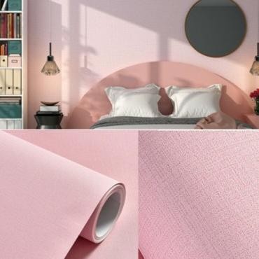Paket 5 Roll Wallpaper Stiker Dinding Elegant Pink Polos Ukuran 45 Cm X 5 Meter Premium Quality Best