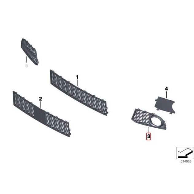 Orinal BMW F10 M Sport Grill Air Intake Bemper KANAN 51117906198