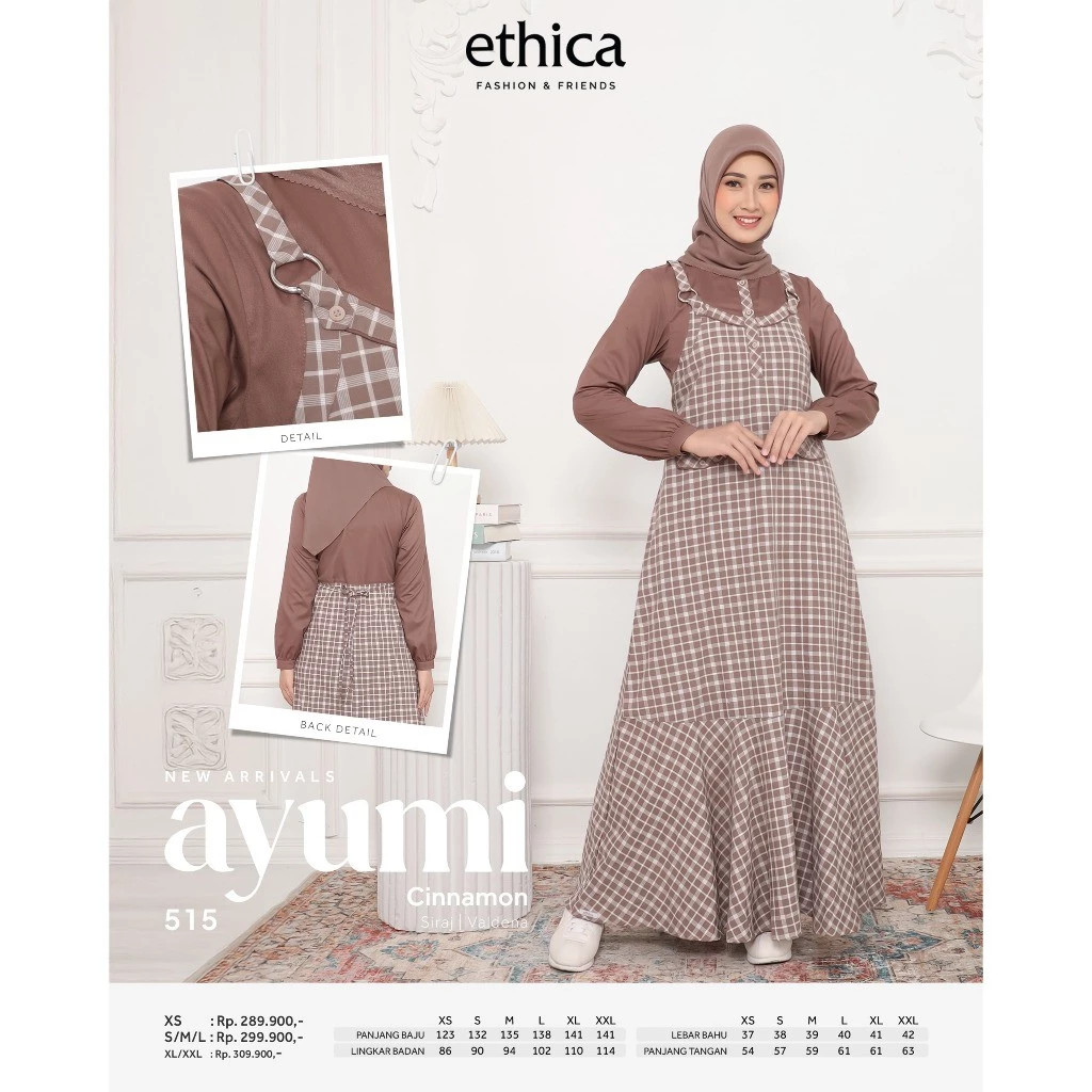 Ethica | Ayumi 515 Gamis Tartan Motif Overall Wanita