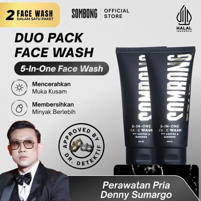 

[DUOPACK] SOMBONG 5-in-1 Face Wash With Coffee & Ginseng 100ml (Cooling) MS
