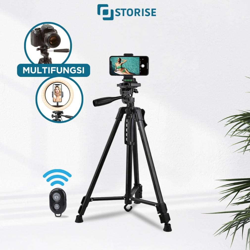 STORISE Alat Konten Tripod HP 140cm Bluetooth Remote dan Tas untuk Live Streaming