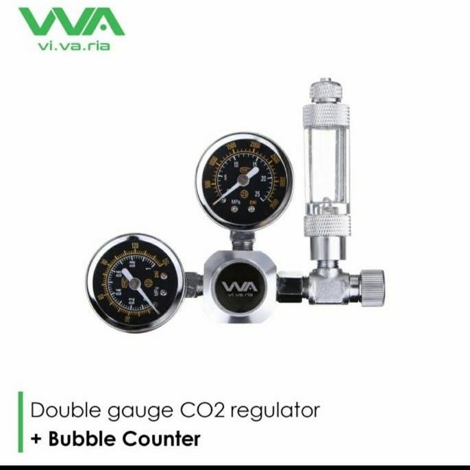 Vivaria Co2 Regulator double gauge with bubble counter