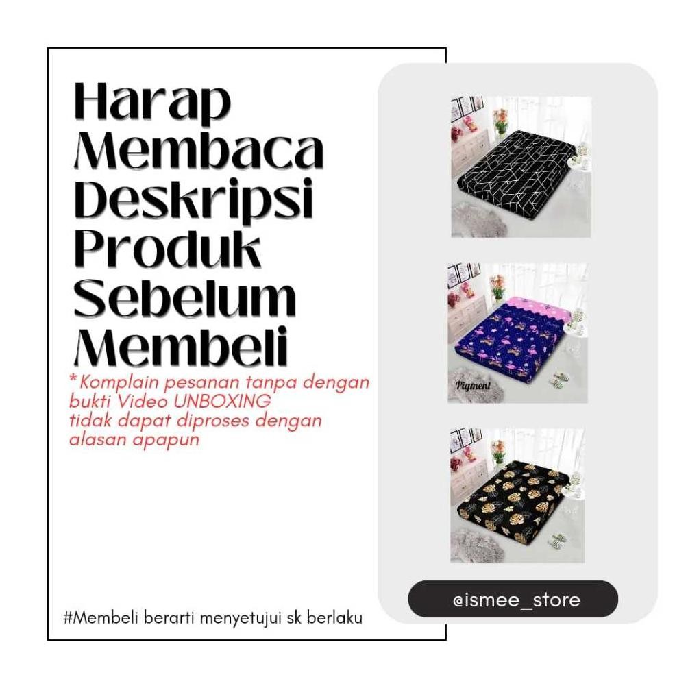 At43 [ Paling Murah  ] Sarung Kasur Busa Resleting Pollysuper Motif Kotak Hitam, Golden, Palm Leaves