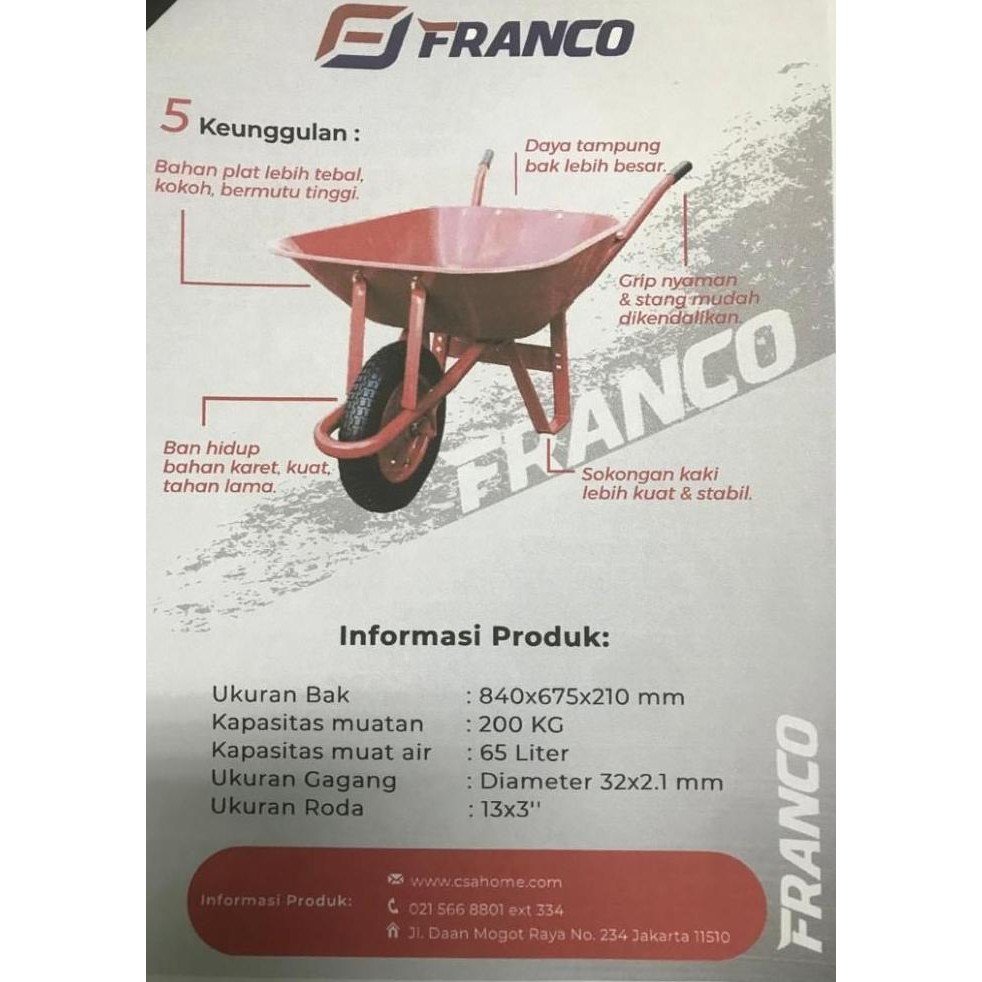 monggo] GEROBAK PASIR / KERETA SORONG MERK FRANCO TIDAK RAKIT