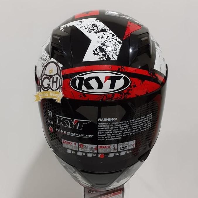 Helm Kyt R10 #3 Black White Red R-10 #3 Kyt R-10 Smoke Visor