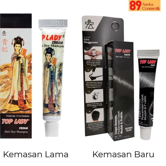 Top Lady Cream Hair Dye Shampoo Hitam 10gr / Semir Rambut