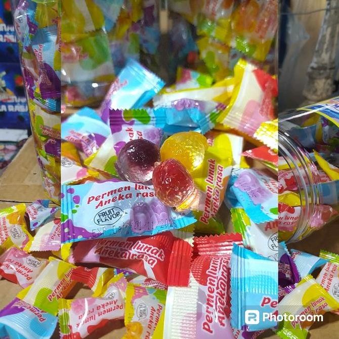 

New Permen Lunak Aneka Rasa Buah isi 120 Pcs - Candy Lunak Gummy Food Toples korea , Permen Manis isi krim Buah jawbreaker