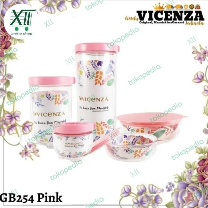 Vicenza Gb~254 Toples & Mangkok Kaca Set 5 Pcs + Tutup