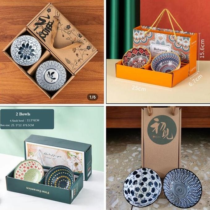 Hampers Lebaran Japanese Bowl Set 2Pcs Mangkok Keramik Mangkok Jepang