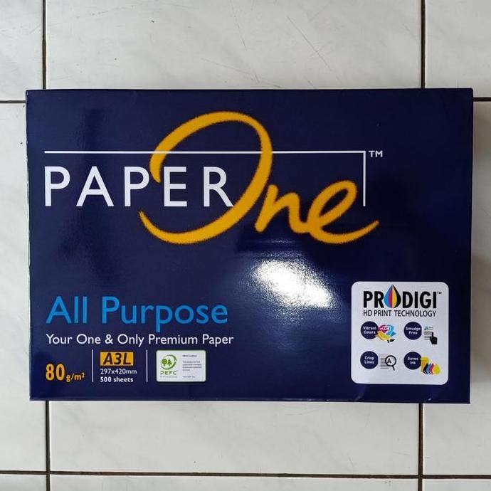 

Paper One Kertas Hvs A3 80 Gram Premium Copy Paper 297X420Mm 500 Lembar Prodigio Hd Print Technology Stationery