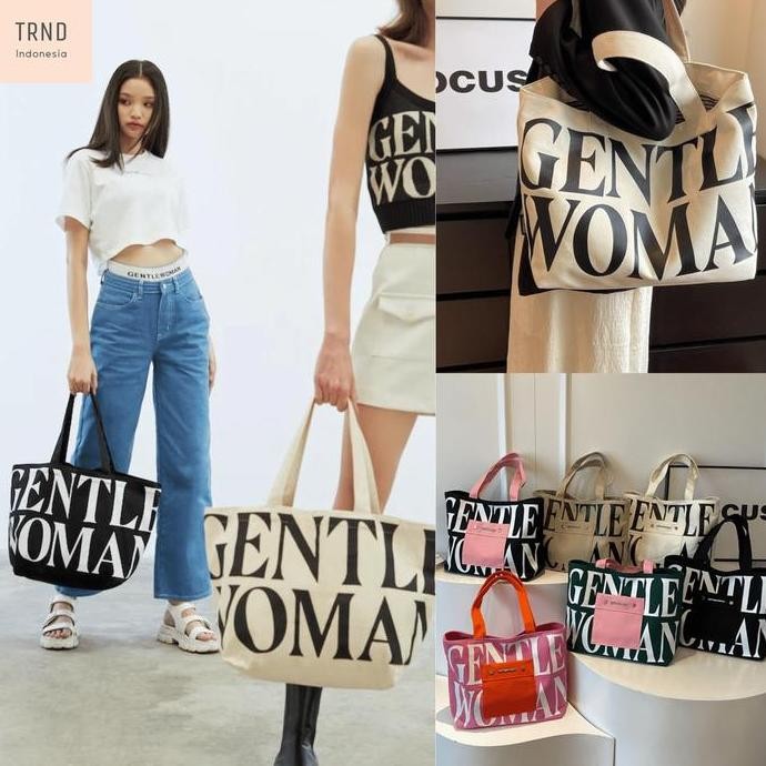 Tas Gentle Woman Tote Bag - Tas Wanita Kanvas Selempang Import Gw Bangkok Bkk Tas Bahu Tb013 Origina