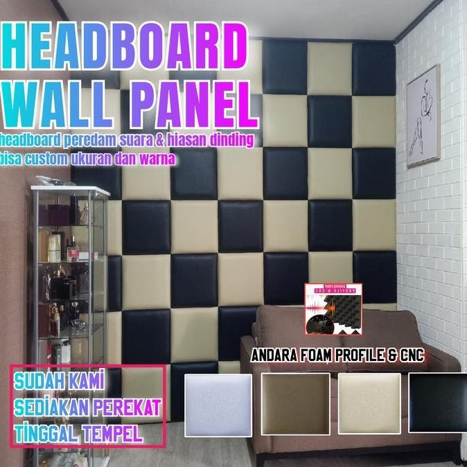 Leather Headboard Wallpanel Sticker Peredam Suara / Hiasan Dinding