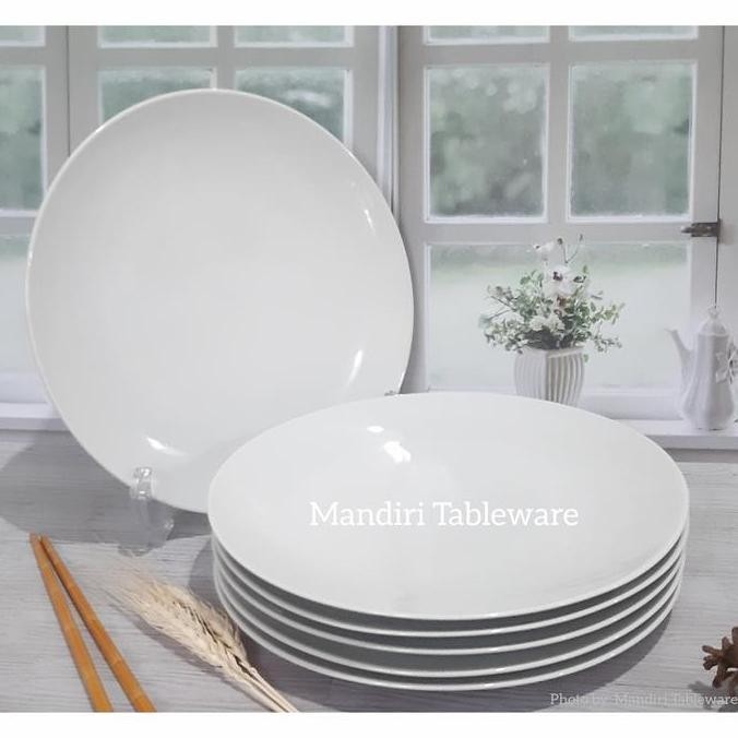 Piring Keramik Ceper 10,5 Inch / Model Bulan / Putih Polos Isi: 6 Pcs