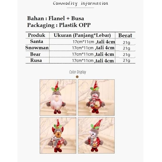 Acc158 Aksesoris Pohon Natal Pendant Liontin Tree Ornamen Boneka Santa Rusa Manusia Salju Beruang Ak
