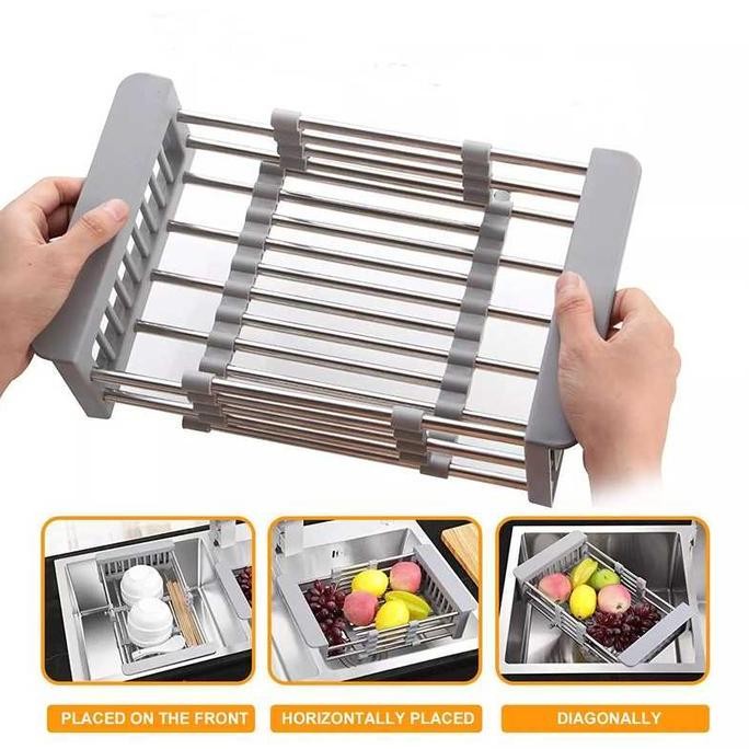 Rak Cuci Piring Buah Sayur Wastafel Stainless Steel Dapat Di Sesuaikan