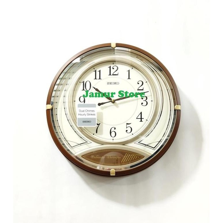 Qxd215 Brown Case Jam Dinding Seiko Qxd215B Westminster Whittington