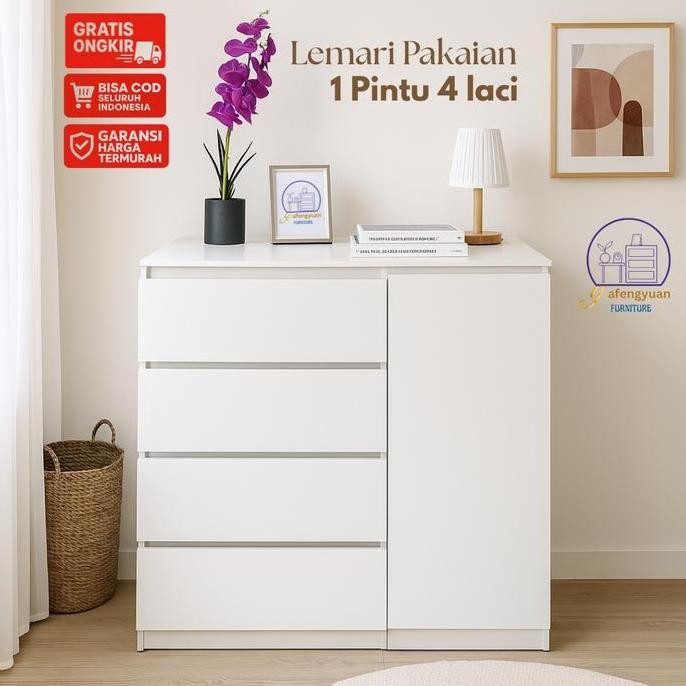 Lemari Laci 4,5 Susun - Lemari Pakaian Multifungsi - Lemari Minimalis Aesthethic Drawer Murah White 