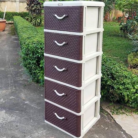 Rak Plastik/ Lemari Plastik / Lemari Baju Motif Rotan Susun 5