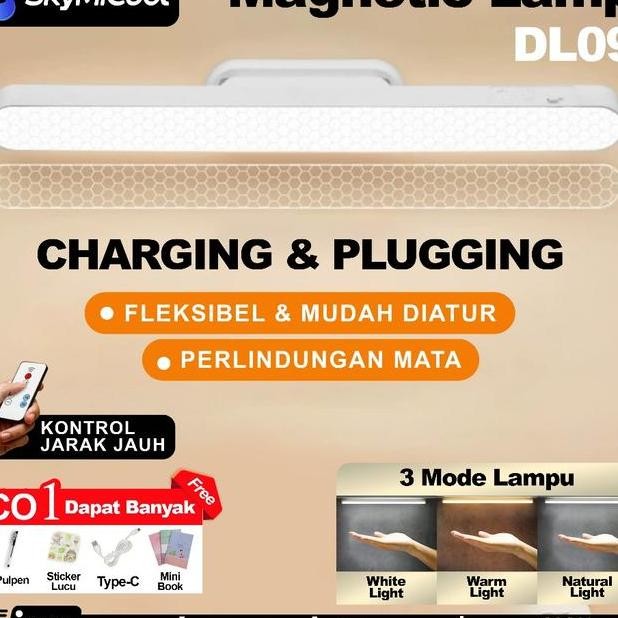 Lampu Meja Belajar Magnetic Wireless Led Lamp Aesthetic 3 Varian Warna Lampu Remote Control Dl09