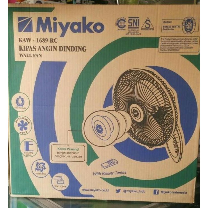 Promo Kipas angin dinding MIYAKO 1689RC dengan remote COD
