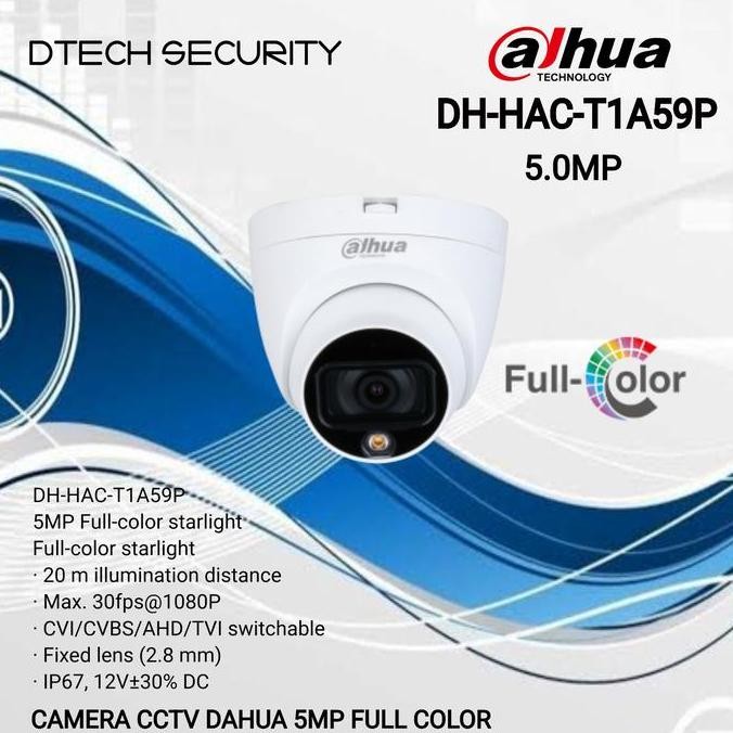 BEBAS ONGKIR - CAMERA CCTV FULL COLOR 5MP DAHUA HAC-T1A59/CAMERA DAHUA 5MP FULL COLOR