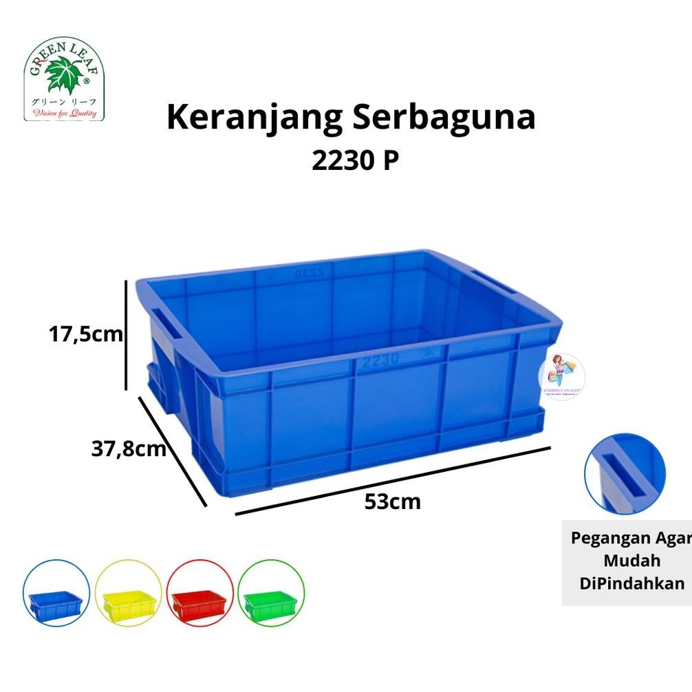 NEW Keranjang Container Industri Krat Box Kotak Plastik 2230 P Green Leaf